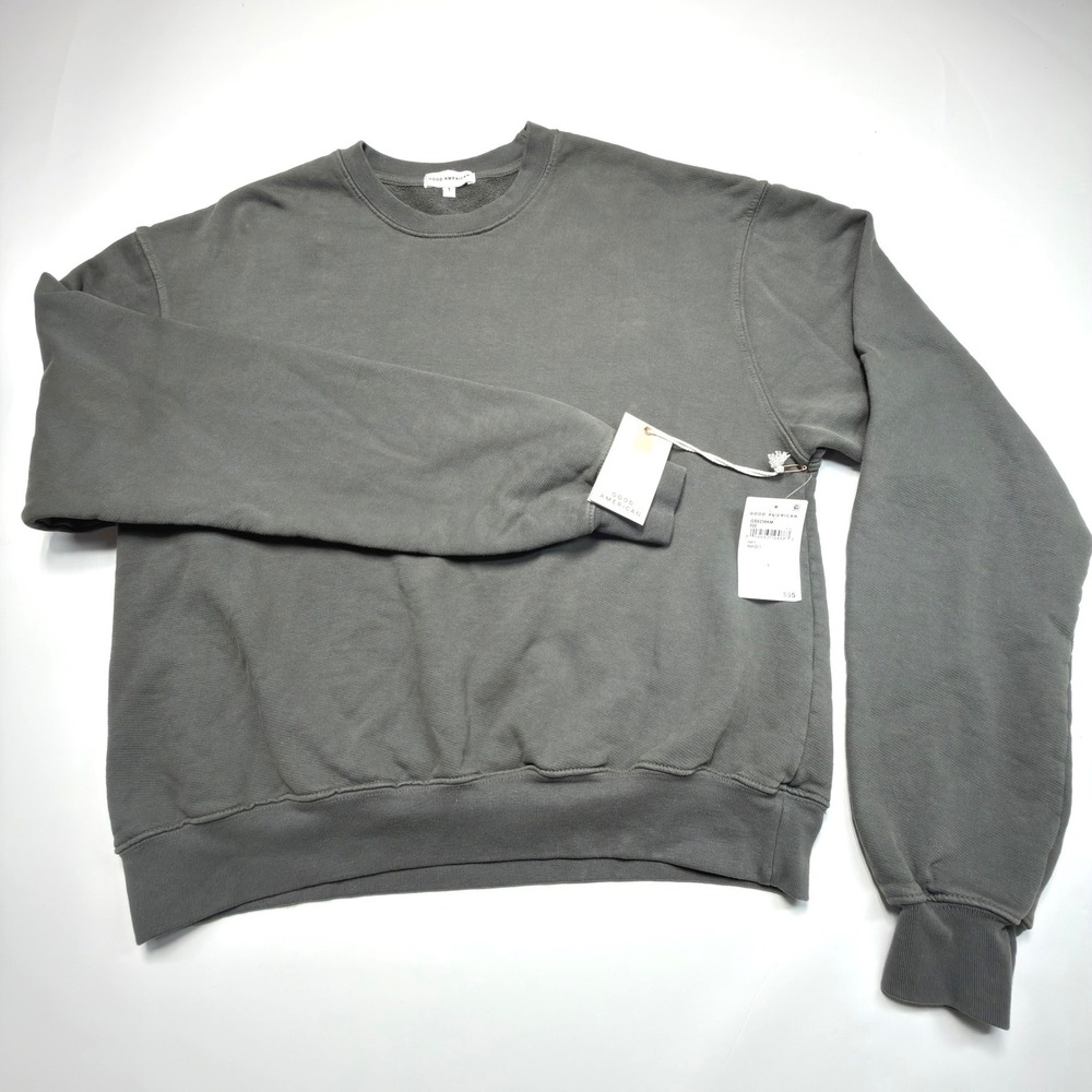 Good American Essential Crewneck Sweatshirt Womens Size 1 (4-6) Cotton NWT